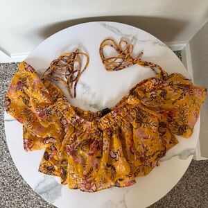 Forever 21 Floral Sheer Off Shoulder Flowy Top